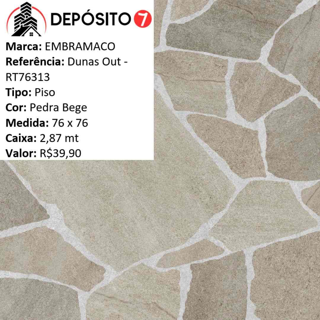 EMBRAMACO PISO 76X76 DUNAS OUT RT76313 (CAIXA COM 2,87MT)